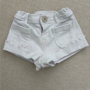 Toddlers ZARA Jeans 2-3 Years Unisex White Stretch Denim Shorts adjustable waist